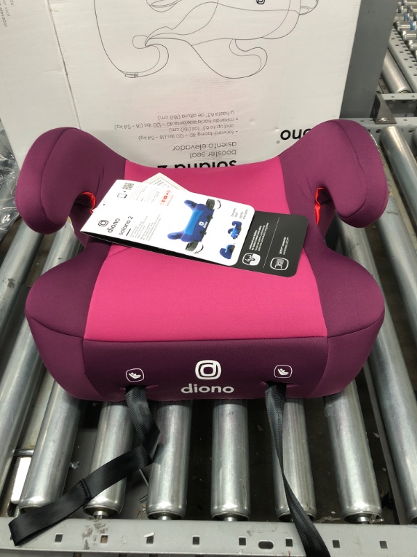 Photo 2 of Diono Solana 2 XL 2022, Dual Latch Connectors, Lightweight Backless Belt-Positioning Booster Car Seat, 8 Years 1 Booster Seat, Pink NEW! LATCH Connect Single Pink