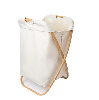 Photo 1 of 110L X-Large Foldable Laundry Basket with Bamboo Handles, Collapsible Laundry Hamper for Storage, Clothes Towels Blankets Toys Organizer Essentials
