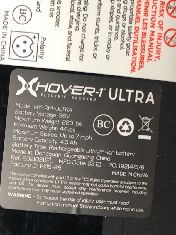 Photo 3 of *** TESTED** HOLDS  CHARGE/ POWERS ON*** Hover-1 Ultra Electric Self-Balancing Hoverboard Scooter Ultra Black