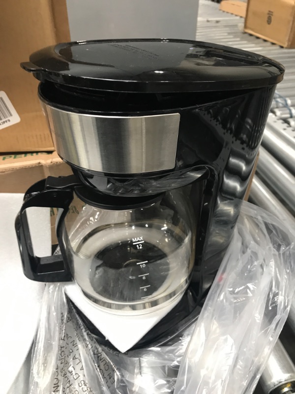 Photo 2 of Amazon Basics 12-Cup Coffee Maker with Reusable Filter, Black and Stainless Steel 12 Cup