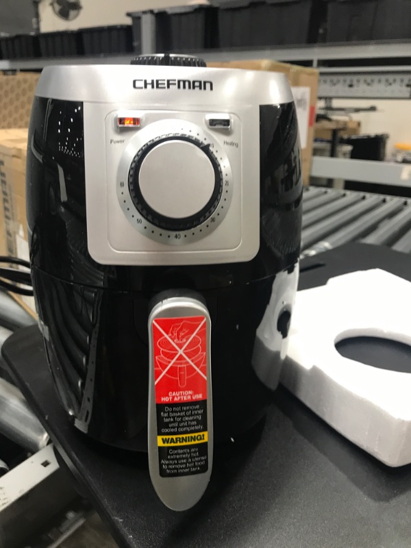 Photo 2 of 
*****tested
powers on****CHEFMAN Small, Compact Air Fryer Healthy Cooking, 2 Qt, Nonstick, User Friendly and Adjustable Temperature Control w/ 60 Minute Timer & Auto Shutoff, Dishwasher Safe Basket, BPA - Free, Black Black - 2 Quart