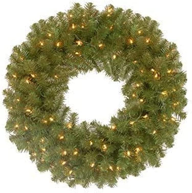 Photo 1 of ****new*** ****batteries not included***National Tree Company Pre-Lit Artificial Christmas Wreath, Green, North Valley Spruce, White Lights, Christmas Collection, 24 Inches