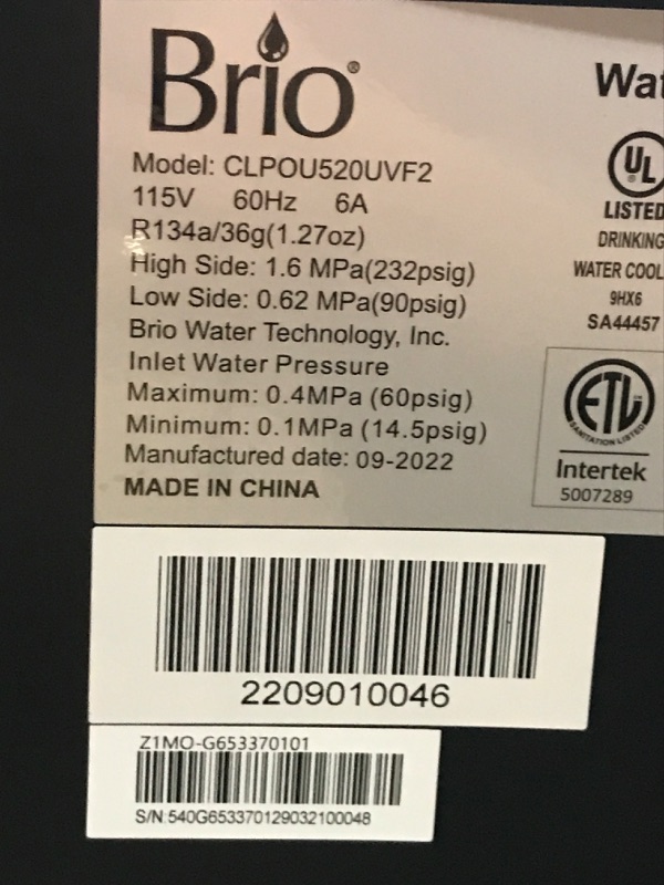 Photo 3 of 
***tested powers on******dented***
Brio Self Cleaning Bottleless Water Cooler Dispenser with Filtration - Hot Cold and Room Temperature Water. 2 Free Extra Replacement Filters Included - UL/Energy Star Approved+