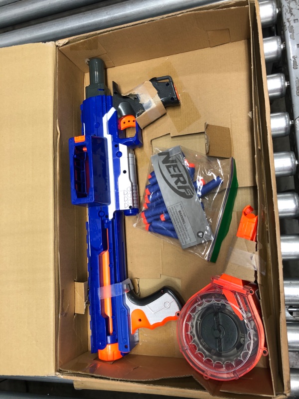 Photo 1 of Nerf Rampage N-Strike Elite Toy Blaster with 25 Dart Drum Slam Fire & 25 Official Elite Foam Darts for Kids, Teens, & Adults (Amazon Exclusive)