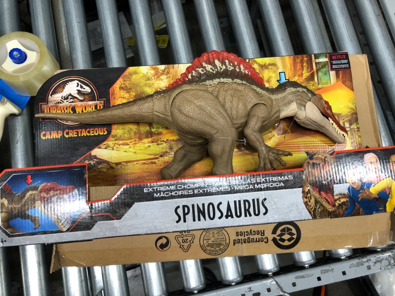 Photo 2 of Jurassic World Extreme Chompin' Spinosaurus Dinosaur Action Figure, Huge Bite, Authentic Decoration, Movable Joints, Ages 4 Years Old & Up SIOC/FFP Dinosaur