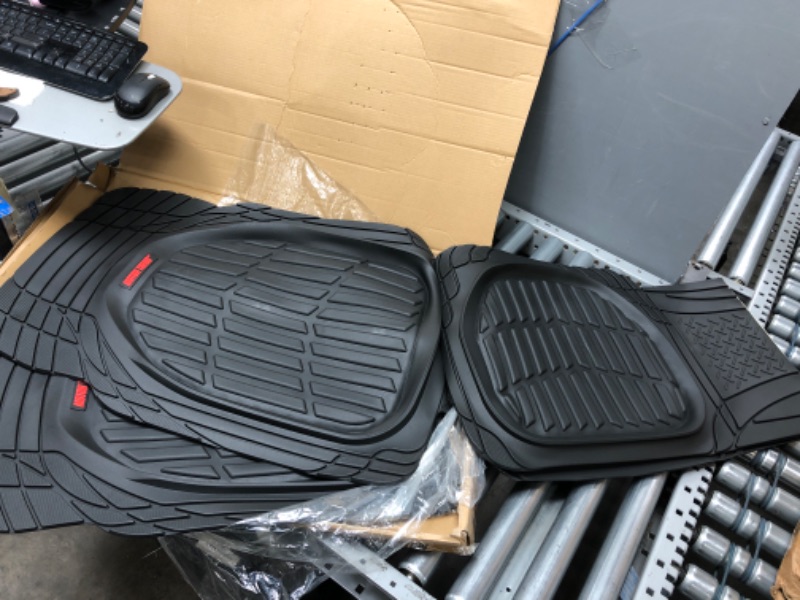 Photo 2 of Motor Trend 923-BK Black FlexTough Contour Liners-Deep Dish Heavy Duty Rubber Floor Mats for Car SUV Truck & Van-All Weather Protection Trim to Fit Most Vehicles Black Full Set