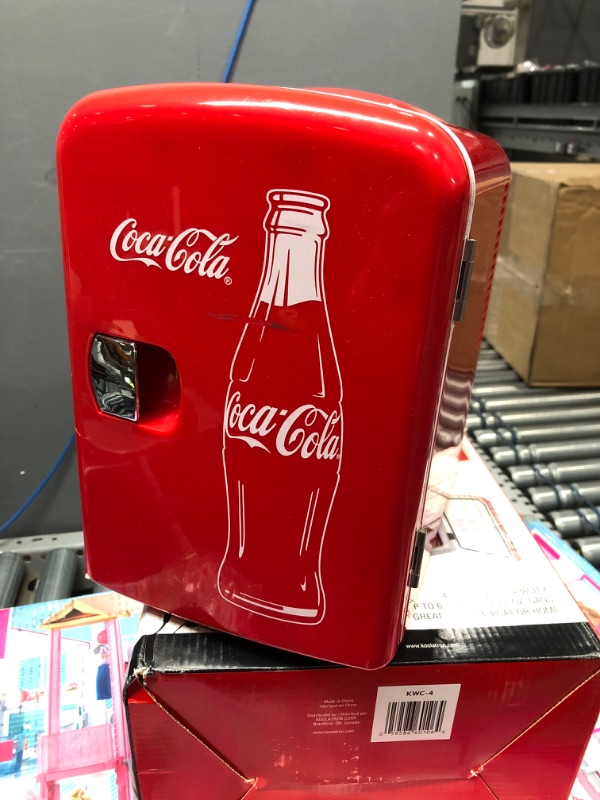 Photo 2 of (parts only)Coca-Cola Classic Coke Bottle 4L Mini Fridge w/ 12V DC and 110V AC Cords, 6 Can Portable Cooler, Personal Travel Refrigerator for Snacks Lunch Drinks Cosmetics, Desk Home Office Dorm, Red