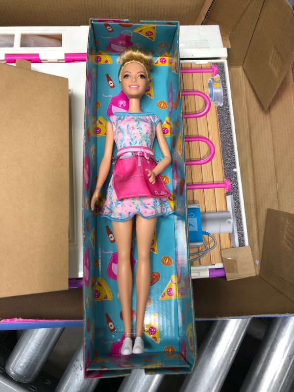 Photo 4 of Barbie Doll and Playset with 30+ Pieces Including Doll Furniture, Cook 'n Grill Restaurant, Open and Close Travel Toy