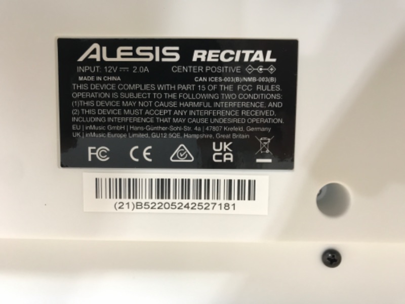 Photo 3 of Alesis Recital – 88 Key Digital Piano Keyboard with Semi Weighted Keys, 5 Voices, Piano Lessons, M-Audio Sustain Pedal and HDH40 Piano Headphones Recital White Piano + Sustain Pedal + Headphones