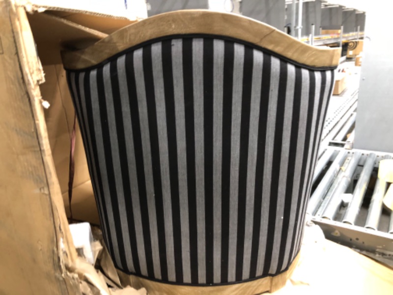 Photo 6 of ***WOODEN BORDER ALONG RIGHT SIDE OF HEADREST IS FRACTURED SEE PHOTO****
Baxton Studio Charlemagne Traditional French Black and Grey Striped Accent Chair