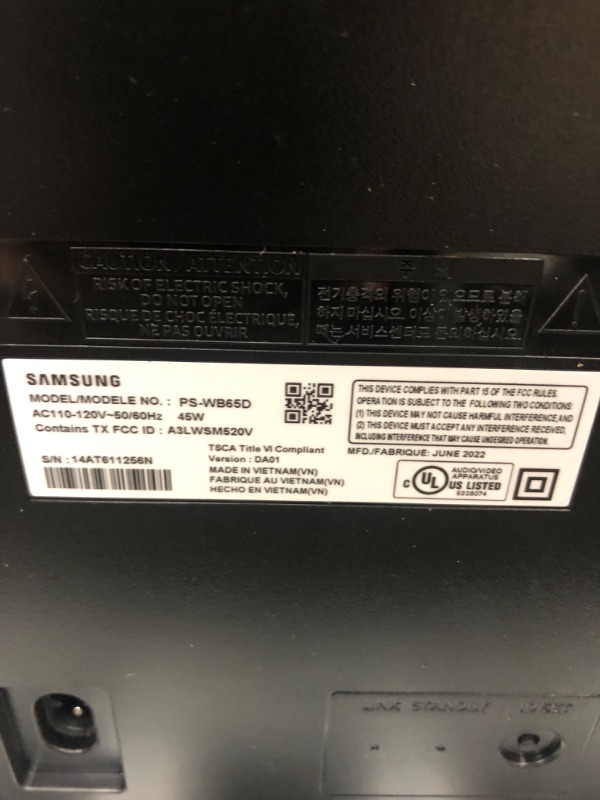 Photo 2 of SAMSUNG HW-B550/ZA 2.1ch Soundbar w/Dolby Audio, DTS Virtual:X, Bass Boosted, Subwoofer Included, Adaptive Sound Lite, Bluetooth Multi Device Connection, Wireless Surround Sound Compatible, 2022 HW-B550 Soundbar