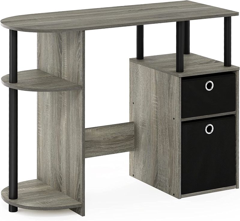 Photo 1 of Furinno Jaya Simplistic Computer Study Desk, 15.6" D x 38.4" W x 28.5" H, French Oak Grey/Black
