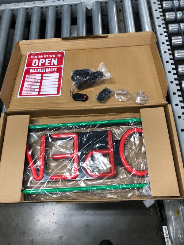 Photo 1 of Large Flashing LED Neon Open Sign Light for Businesses with Remote Control – Extra Bright Lightweight & Energy Efficient - for Restaurants Offices Retail Shops Windows Storefront - Green-Red Rectangle Green Red