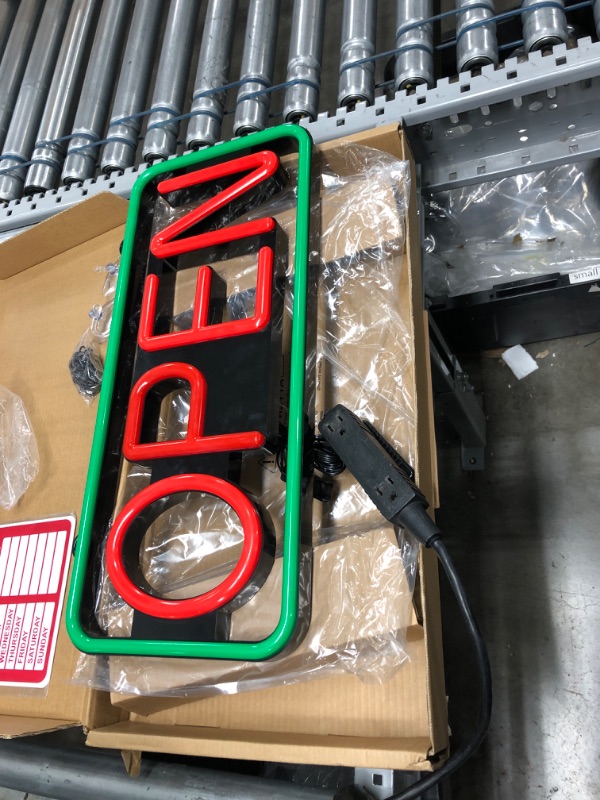 Photo 1 of Large Flashing LED Neon Open Sign Light for Businesses with Remote Control – Extra Bright Lightweight & Energy Efficient - for Restaurants Offices Retail Shops Windows Storefront - Green-Red Rectangle Green Red