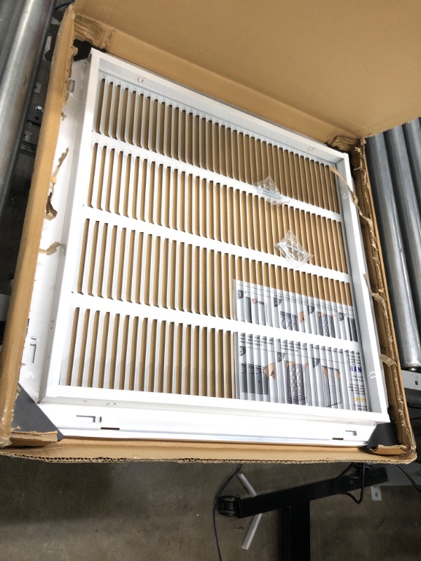 Photo 2 of 20"W x 20"H [Duct Opening Measurements] Steel Return Air Filter Grille [Removable Door] for 1-inch Filters | Vent Cover Grill, White | Outer Dimensions: 22 5/8"W X 22 5/8"H for 20x20 Duct Opening Duct Opening style: 20 Inchx20 Inch