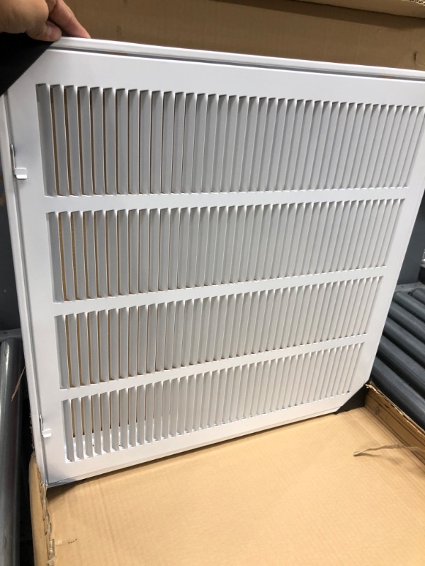 Photo 3 of 20"W x 20"H [Duct Opening Measurements] Steel Return Air Filter Grille [Removable Door] for 1-inch Filters | Vent Cover Grill, White | Outer Dimensions: 22 5/8"W X 22 5/8"H for 20x20 Duct Opening Duct Opening style: 20 Inchx20 Inch