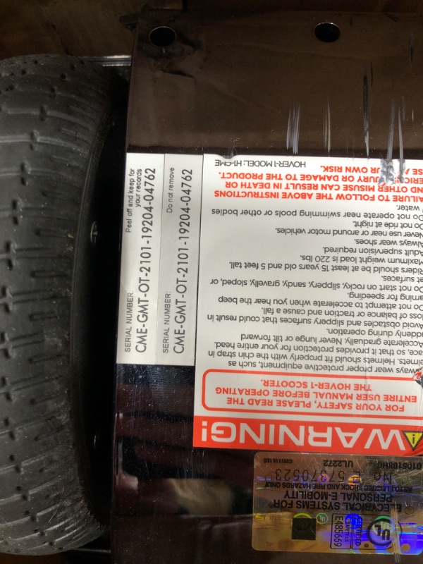 Photo 2 of *Cracks to one wheel-see photos/functional* Hover-1 Chrome 2.0 Electric Hoverboard | 6MPH Top Speed, 7 Mile Range, 4.5HR Full-Charge, Built-In Bluetooth Speaker, Rider Modes: Beginner to Expert Chrome 2.0 Gun Metal