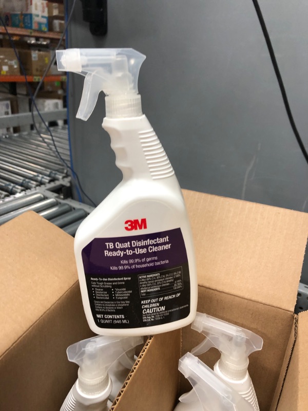 Photo 3 of 3M TB Quat Disinfectant Spray, Ready-to-Use Cleaner, Kills 99.9% of Germs, 1 Spray Bottle, 1 qt (6 PACK)