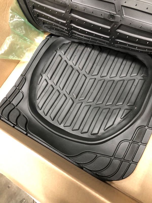 Photo 3 of Motor Trend MT-921-BK FlexTough Tortoise - Heavy Duty Rubber Floor Mats for Car SUV Van & Truck - All Weather Protection - Deep Dish (Black)