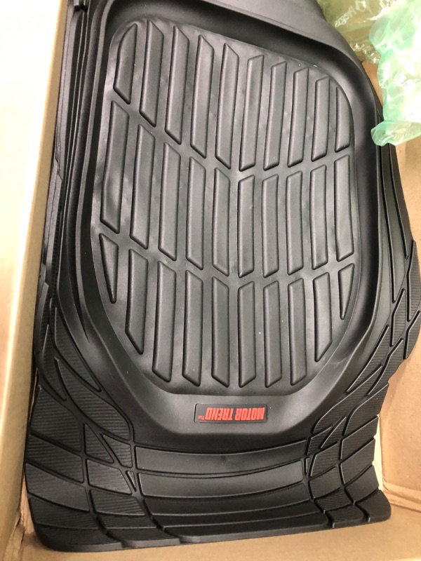 Photo 2 of Motor Trend MT-921-BK FlexTough Tortoise - Heavy Duty Rubber Floor Mats for Car SUV Van & Truck - All Weather Protection - Deep Dish (Black)