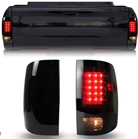 Photo 1 of ***one light has scratches on panel***
KEWISAUTO LED Tail Lights for Dodge RAM 1500 2500 3500 09-18, Smoked Black LED Taillights Brake Rear Lamps for Dodge RAM 1500 2009-2018 / RAM 2500 3500 2010-2018 Accessories (2PCS