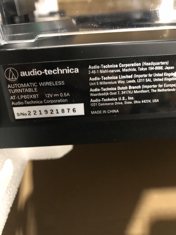 Photo 3 of Audio-Technica AT-LP60XBT-BK Fully Automatic Bluetooth Belt-Drive Stereo Turntable, Black, Hi-Fi, 2 Speed, Dust Cover, Anti-Resonance, Die-cast Aluminum Platter Black Wireless Turntable