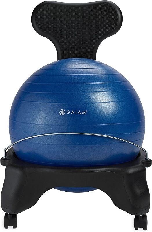 Photo 1 of Gaiam Classic Balance Ball Chair – Exercise Stability Yoga Ball Premium Ergonomic Chair for Home and Office Desk with Air Pump, Exercise Guide and Satisfaction Guarantee
