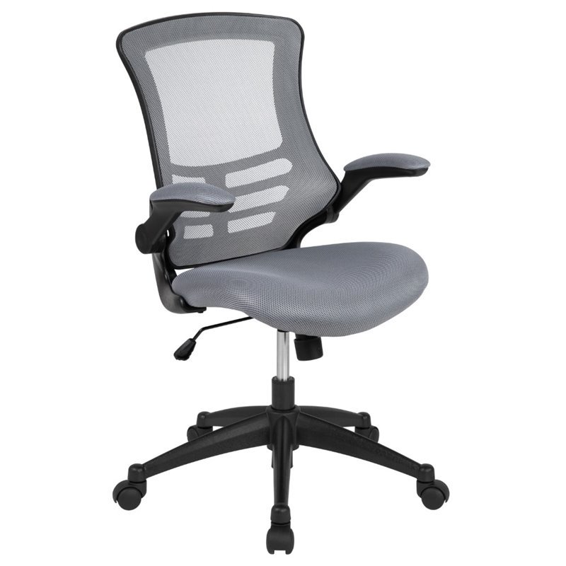 Photo 1 of Flash Furniture Kelista Mid-Back Dark Gray Mesh Swivel Ergonomic Task Office Chair with Flip-Up Arms
