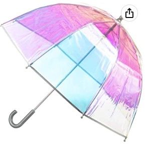 Photo 1 of *Minor damage/see photos* totes Kids Clear Bubble Umbrella with Easy Grip Handle, Iridescent
