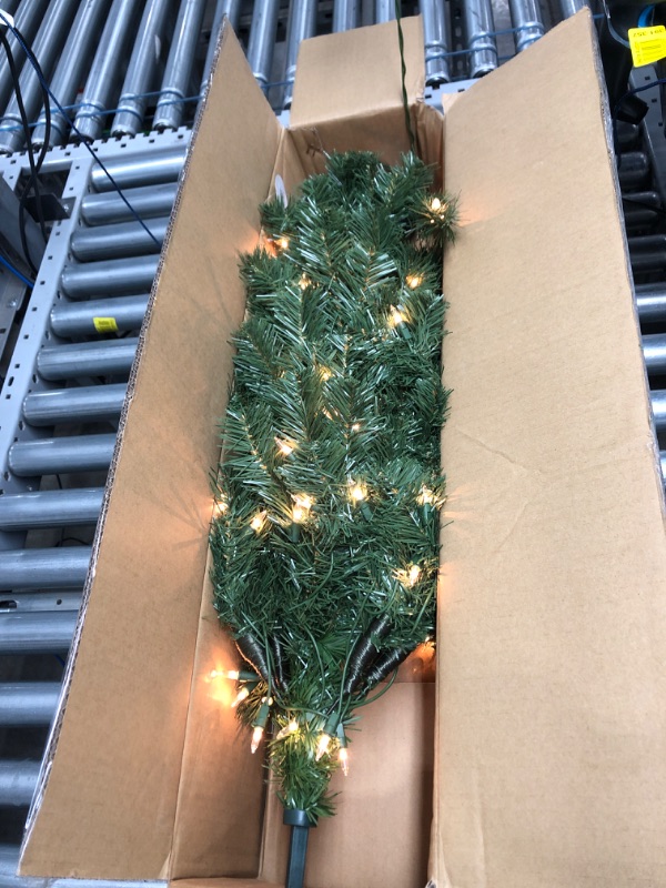 Photo 2 of (TESTED) National Tree Company Pre-Lit Artificial Full Christmas Tree, Green, Canadian Fir Grande, White Lights, Includes Stand, 4 Feet 4 ft 100 Clear Lights