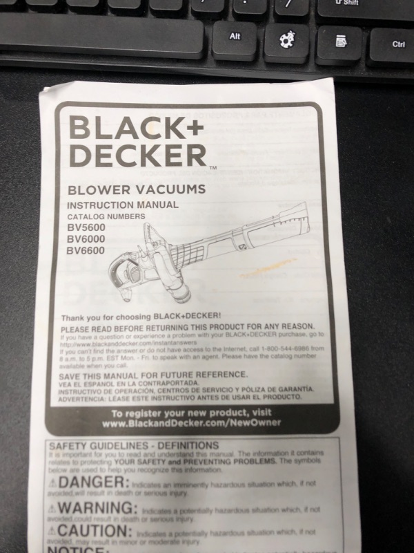 Photo 5 of (UNABLE TO TEST) BLACK+DECKER Leaf Blower & Leaf Vacuum, 3-in-1, 12-Amp, 250-MPH, 400-CFM (BV6000)
