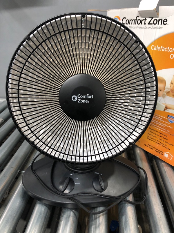 Photo 2 of *USED* Comfort Zone 700/1000-Watt Oscillating Parabolic Dish Radiant Electric Portable Space Heater , Black