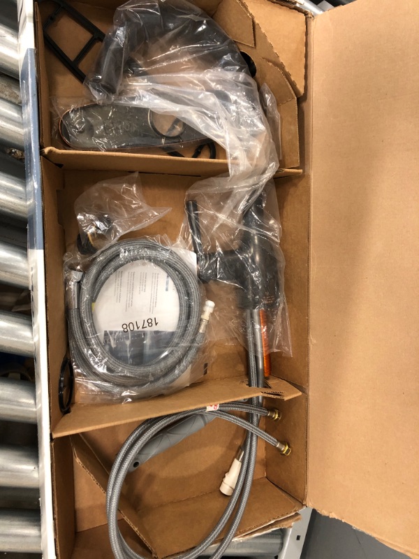 Photo 1 of ***MISSING COMPONENTS**** Moen Adler Mediterranean Bronze One-Handle High Arc Pulldown Kitchen Faucet with Power Clean, 87233BRB Mediterranean Bronze Faucet