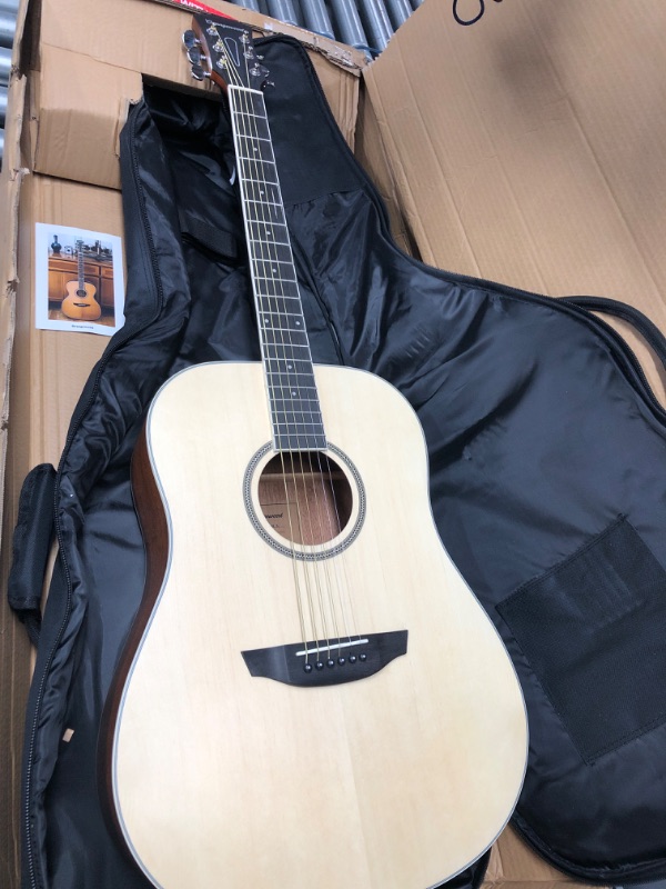 Photo 4 of *DAMAGED/SEE PHOTOS* Orangewood Manhattan Dreadnought Acoustic Guitar with Spruce Top Spruce Dreadnought Guitar & Gigbag