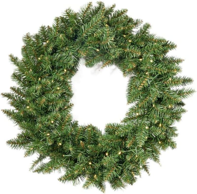 Photo 1 of 24" Norway Spruce Christmas Wreath w/50 Warm White LED Lights, Battery-Operated, No Timer
