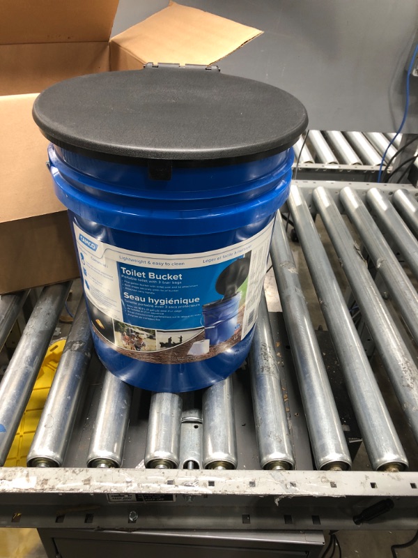 Photo 1 of Camco Portable Toilet with Seat and Cover, 5 Gallons, Blue (41549)