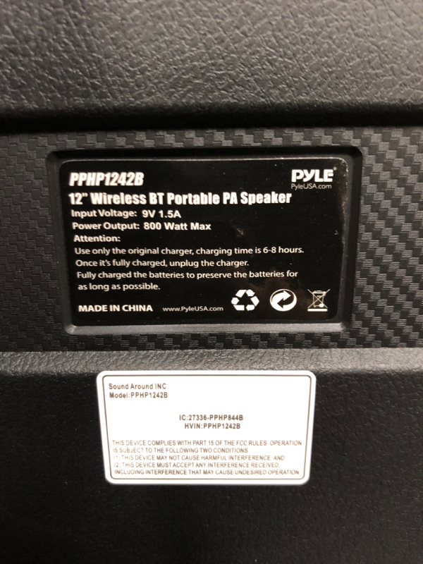 Photo 3 of Portable Bluetooth PA Speaker System - 800W Rechargeable Outdoor Bluetooth Speaker Portable PA System, Pyle PPHP1242B & Pro Includes 15ft XLR Cable to 1/4''Audio Connection, Connector, Black (PDMIC58) 12 in Speaker System + 15ft XLR Cable