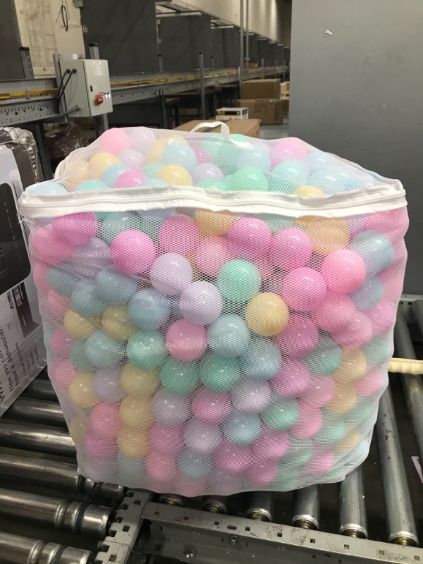 Photo 2 of Amazon Basics BPA Free Crush-Proof Plastic Ball Pit Balls with Storage Bag, Toddlers Kids 12+ Months, 6 Pastel Colors - Pack of 1000 6 Pastel Colors 1,000 Balls