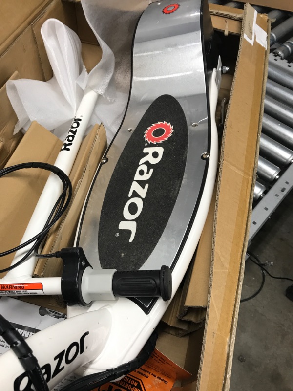 Photo 4 of **** MISSING CHARGING CORD*** Razor 13113614 E300 Electric Scooter Standing Ride (E300) White/Blue