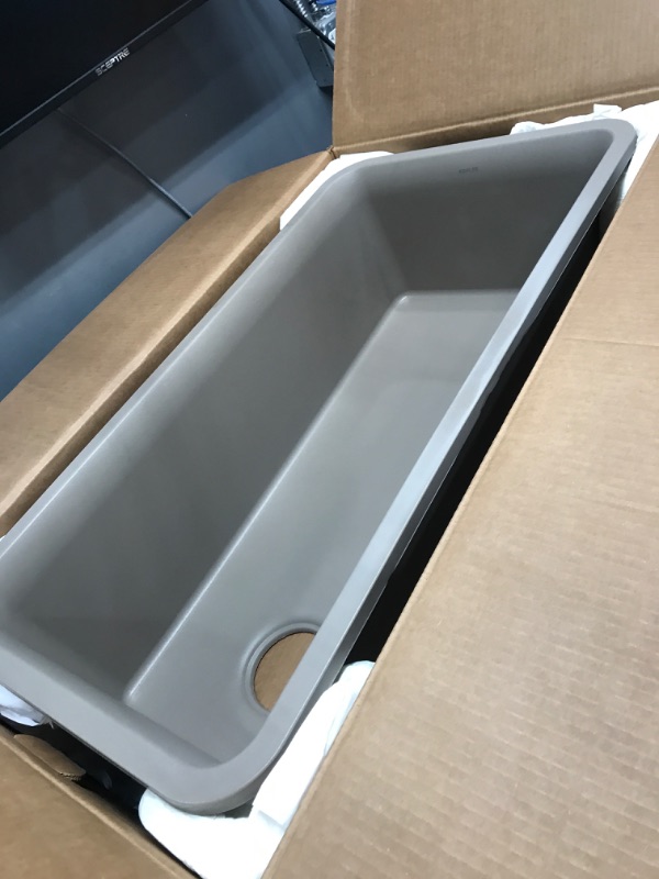 Photo 2 of ***MINOR  DAMAGE ON SIDE**KOHLER K-8206-CM3 Cairn Sink, 33 in, Matte Taupe Matte Taupe 33 in. Single Bowl