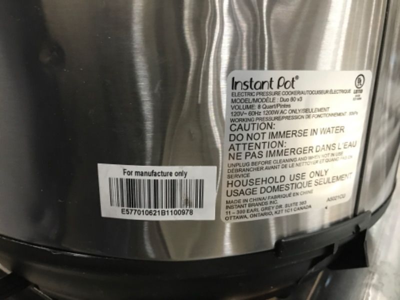 Photo 6 of 8 qt. Stainless Steel Duo Electric Pressure Cooker