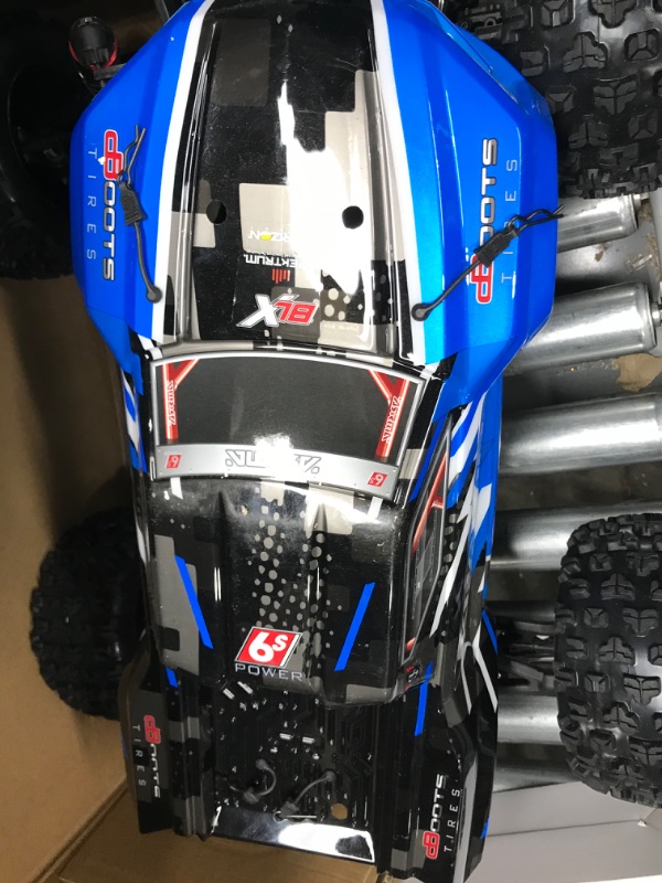 Photo 10 of **ARMS IN FRONT WHEELS ARE BROKEN**
ARRMA RC Truck 1/8 KRATON 6S V5 4WD BLX Speed Monster Truck with Spektrum Firma RTR, Blue, ARA8608V5T2