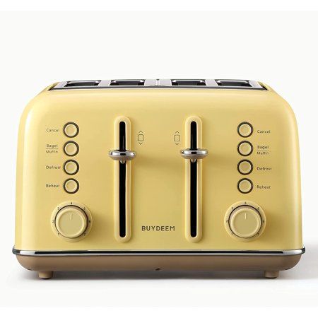 Photo 1 of ***ONE TOASTER IS DEFECTIVE***
Buydeem DT640 4-Slice Toaster Extra Wide Slots-Yellow
