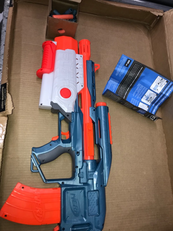 Photo 2 of *ELECTRIC NEEDS BATTERIES* NERF Elite 2.0 Motoblitz Blaster with Scope, Motorized 10-Dart Blasting, Airblitz 6 Darts, 22 Darts, Outdoor Toys for 8 Year Old Boys & Girls