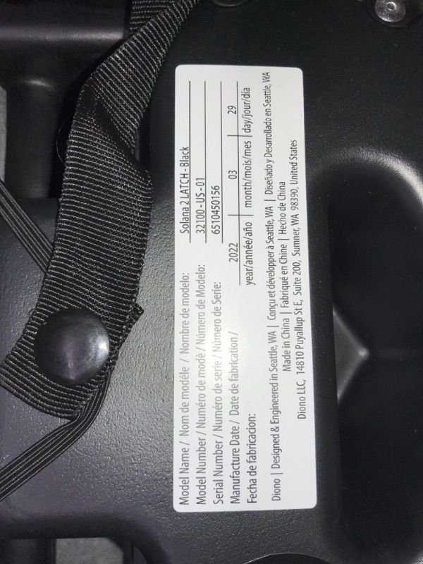 Photo 2 of Diono Solana 2 XL 2022, Dual Latch Connectors, Lightweight Backless Belt-Positioning Booster Car Seat, 8 Years 1 Booster Seat, Black NEW! LATCH Connect Single Black