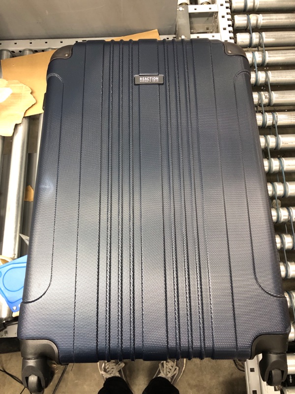 Photo 2 of Kenneth Cole Reaction Out of Bounds Luggage Collection Lightweight Durable Hardside 4-Wheel Spinner Travel Suitcase Bags, Naval, 28-Inch Checked
