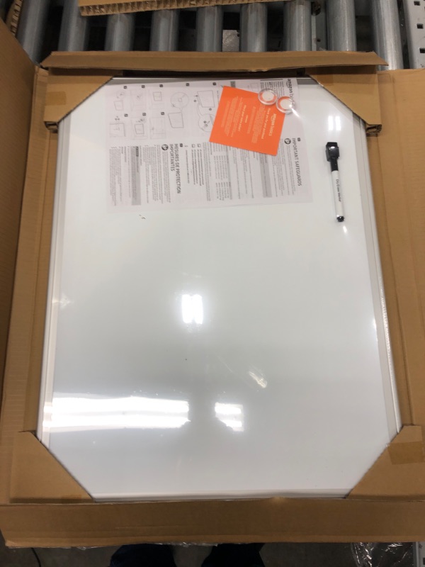 Photo 2 of Amazon Basics Magnetic Dry Erase White Board, 24 x 18-Inch Whiteboard - Silver Aluminium Frame 18"x24" Magnetic, Aluminum Frame