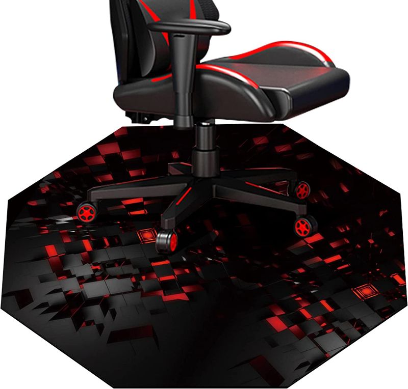 Photo 1 of 51" X 51" Large Gaming Chair Mat , Natural Rubber Computer Chair Mat for Hard Floor, Game Floor Protector for Hardwood Floor, Soft/Non-Slip/Scratch-Resistant & Washable (Octagon-3D)
