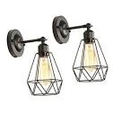 Photo 1 of *PARTS ONLY*-- YELOKIE Set of 2 Premium Wall Sconces Lighting Decor with Metal Wire Cage Covers, Wall Sconces Adjustable Light Angle Industrial Sconces Wall Lighting for Bedroom Garage Porch Dresser