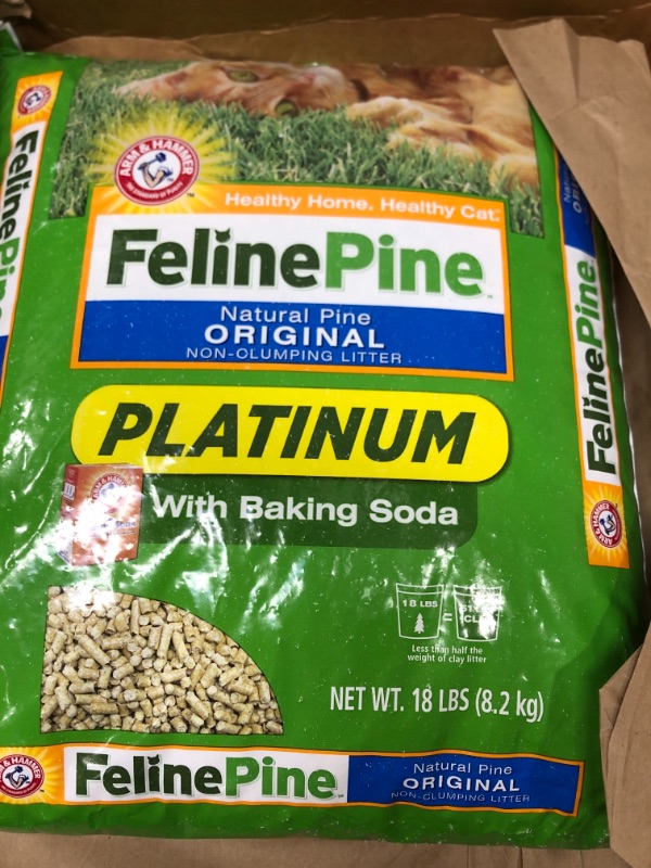 Photo 2 of ARM & HAMMER Feline Pine Platinum with Baking Soda Non-Clumping Cat Litter, 18lb Bag, No Added Scent